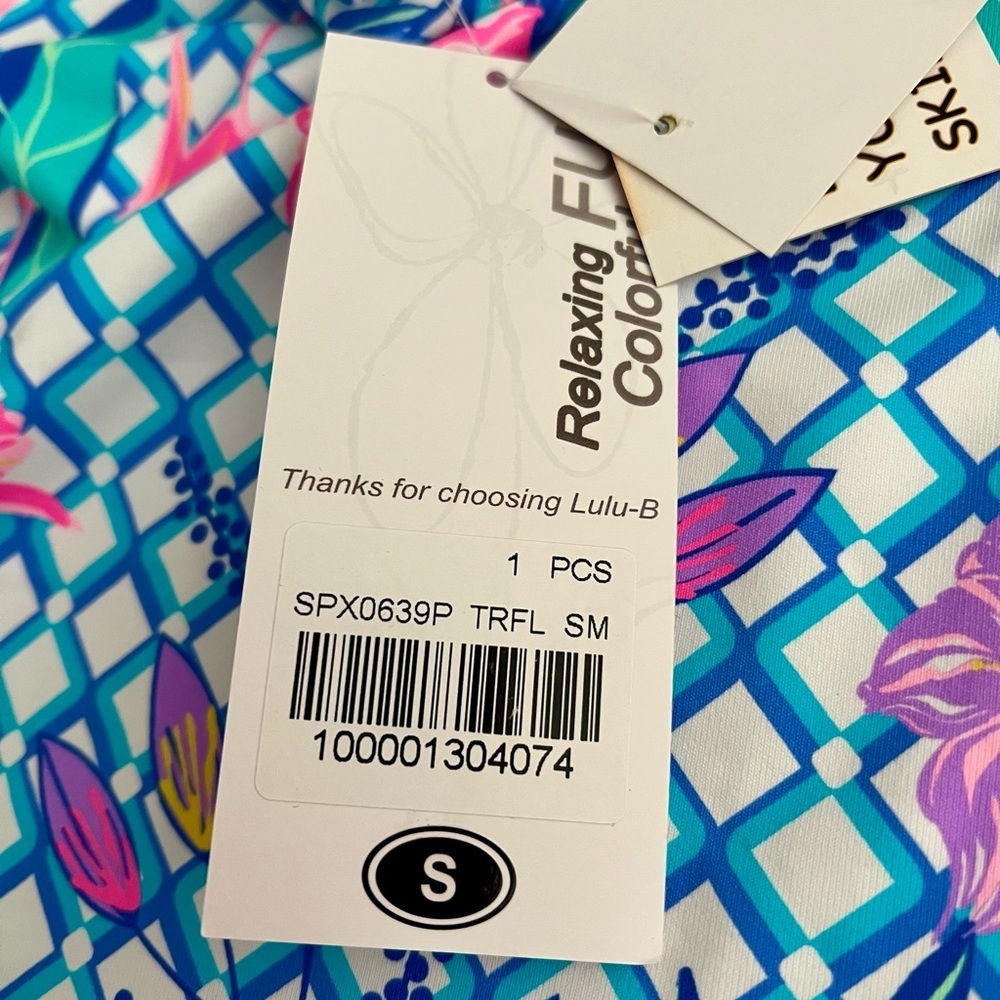 Lulu B UPF 50 Floral Cooling Top Small Bright Tropical Print 3/4 Sleeve NWT new‌ - Picture 12 of 12